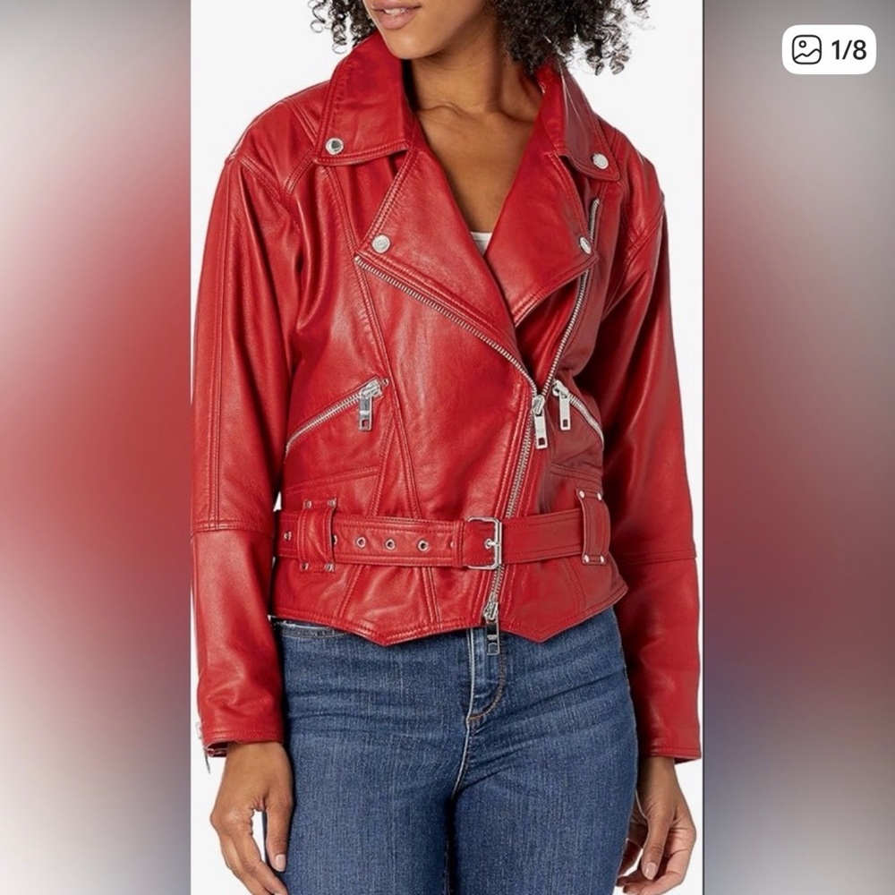 Hudson Jeans Red Leather Jacket